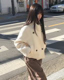 Eamon Boucle Double Two Button High Neck Quilted Short Coat