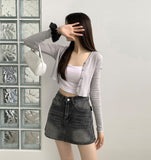 Modal Blend Material V-neck Long Sleeve Cardigan