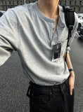 Cotton Henley Neck Button Long Sleeve Tee