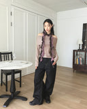 Becken Double Color Matching Frill Twist Knit Muffler