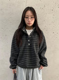 Petans Brushed High Neck Stripe Fleece Sweatshirt