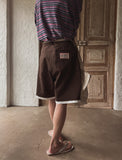 Patch layered Bermuda cotton pants