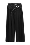 Belt set snap wide pintuck slacks