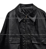 Frill High Neck Balloon Leather Jacket