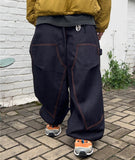 Orange Stitch Double Knee Denim