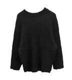Solid loose-fit one-off knit sweatshirt