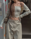 pralen damaged ribbed knit top