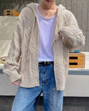 Grain Fisherman Knit Hooded Zip-Up
