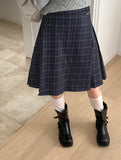 Avet Retro Check Pleated Midi Skirt