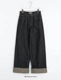 Yeku non-fade raw roll-up wide pants