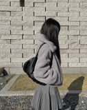 Fluffy padded buckle shoulder bag
