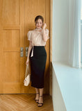 Laend Cool Basic Back Slit H-Line Skirt
