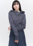 Cowl neck botton hoodie