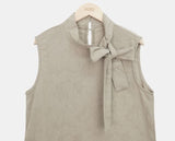 Jewel Ribbon Tie Frill Layered Sleeveless One Piece