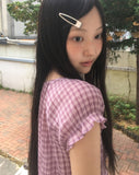 Ridge Check Puff Shirring Blouse