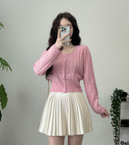 Pleated Wool Mini Skirt