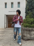 Bohemian Damage Wide Denim Pants