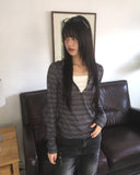 Harit Stripe Button Hooded T-Shirt