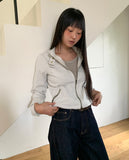 Muhi No Collar Neck Strap Two-Button Two-Pocket Crop Jacket
