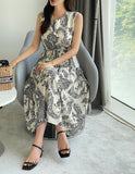 Hazel Pattern Sleeveless String One Piece