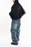 Drawstring wide denim pants