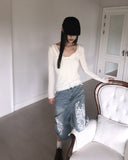Davin printed denim washed Bermuda pants