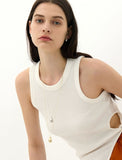 [Premium Plating] Champagne Full Moon AB(W) Big Bowl Long Necklace