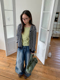 Bahiu Washing Wide Denim Pants