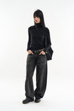 Falling low rise wide denim pants