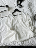 Waffle U-Neck Long Sleeve Tee