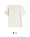 Lowden Slim Ribbed Henley Neck Short Sleeve Tee