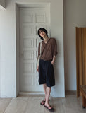 Crunchy linen ribbed round neck cardigan