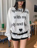 Week Heart Lettering Waffle Sweatshirt
