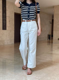 Bully Herringbone Cotton Banding Wide Pants
