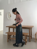 Toku Vintage Washing Cargo Denim Long Skirt