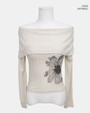 Bell-An Shirring Off-Shoulder Long-Sleeve T-Shirt