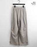 Mutal Roll-Up Button Shirring Slit Wide Training Pants