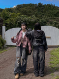 Boosting tie-die damage wide denim pants