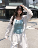 Kibble Ribbon Shirred Sleeveless Top