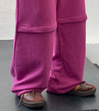 Lipas Zipper Slit Banding Wide Pants