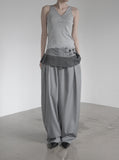 Curved Balloon Pleated Wrap Slacks