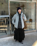 Chikelt Velvet Dot Frill Banding Long Skirt