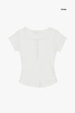 Terra ribbed henley-neck crop T-shirt