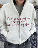 Raton Crop Lettering Brushed Hood Zip-Up