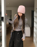 Delitte Stripe Unbalanced Shoulder Long Sleeve