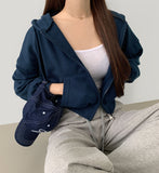 Two-Way Zipper Balloon Crop Hood Zip-Up