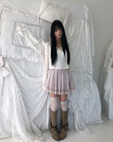 Putine Lace Satin Mini Skirt