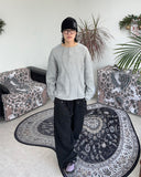 Tove Waffle Henley Neck Long Sleeve