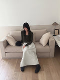 Minto Zipper Buns Pocket Cargo Pile Back Slit Banding Long Skirt