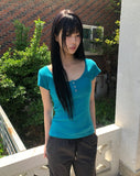 Houn Deep U-Neck Short Sleeve T-Shirt